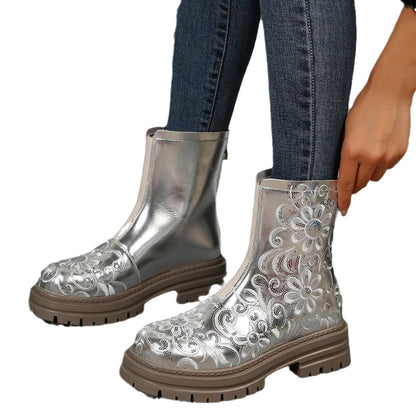 Embroidered Plus Size Fashion Boots
