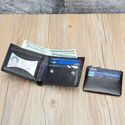 Handmade Cowhide Men's Zip Wallet Anti-theft