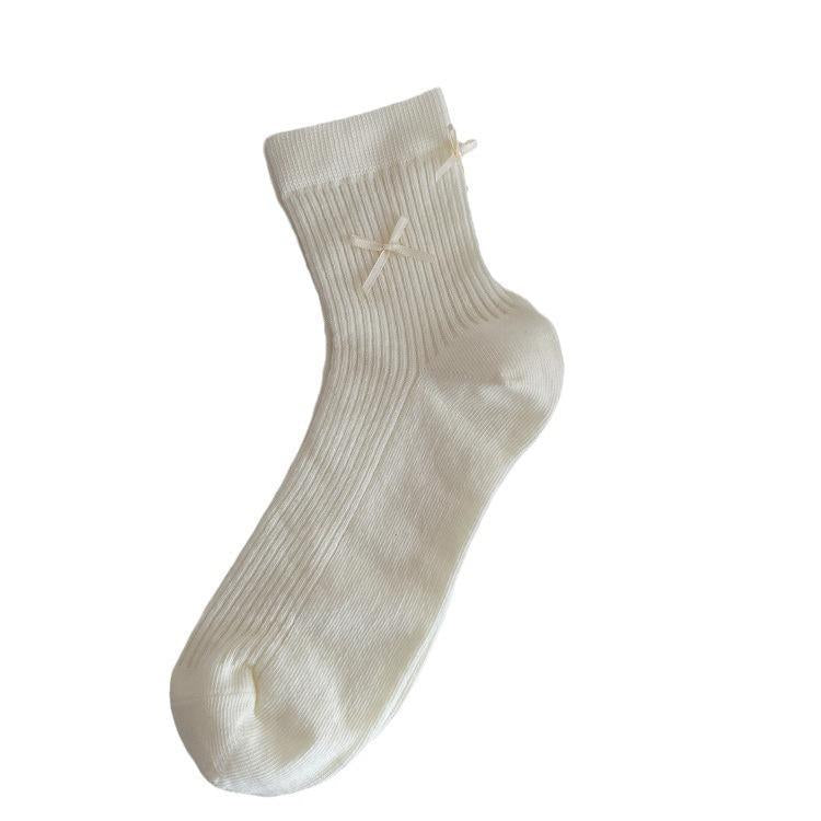 Ins Thin All-in-one Boneless Seam Socks Cute Bow