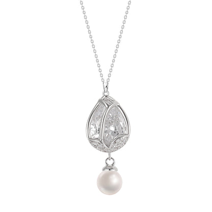 Non-fading Zircon Pearl Drop Necklace