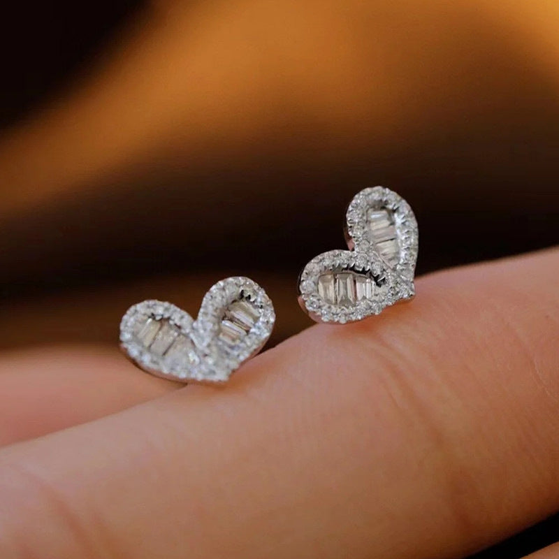 Love Heart Stud Earrings Simple And Compact