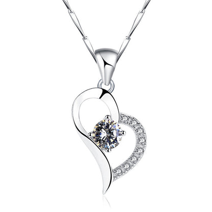 S999 Pure Silver Crystal Heart Pendant