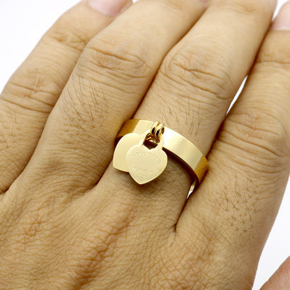 Gold-plated Heart-shaped Titanium Steel Ring