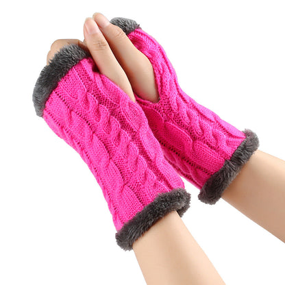 Fleece-Lined Knitted Fingerless Gloves