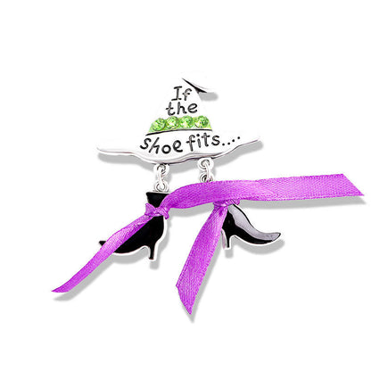 Halloween Cartoon Pumpkin Head Broom Brooch