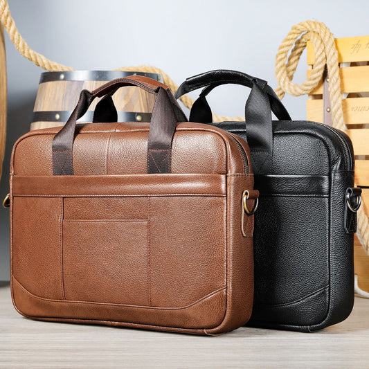 Men's Leather Crossbody Laptop Bag