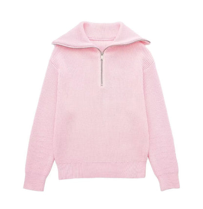 Casual All-match Open Collar Wool Sweater