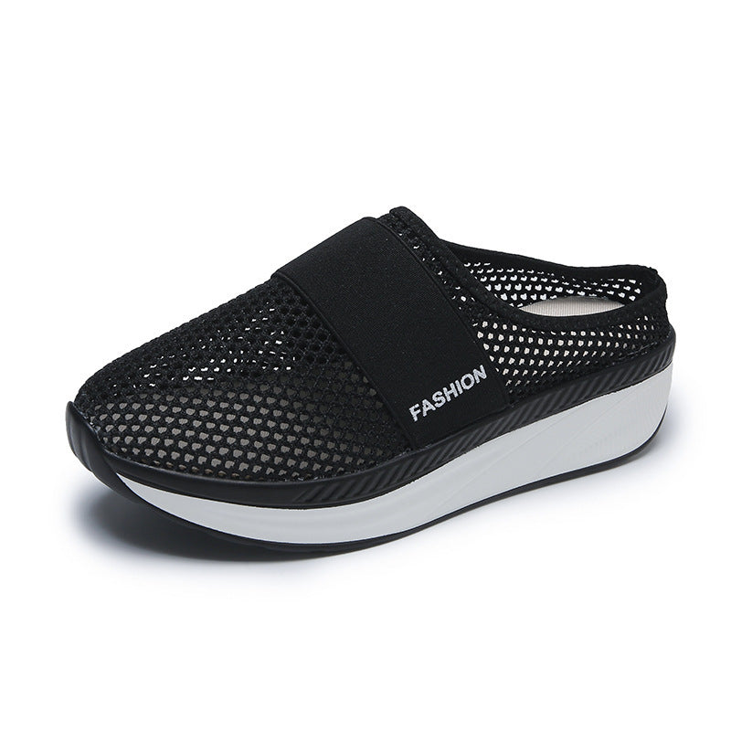 Plus Size Mesh Platform Slip-ons