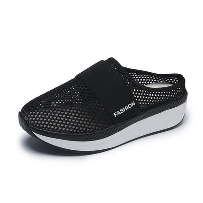 Plus Size Mesh Platform Slip-ons