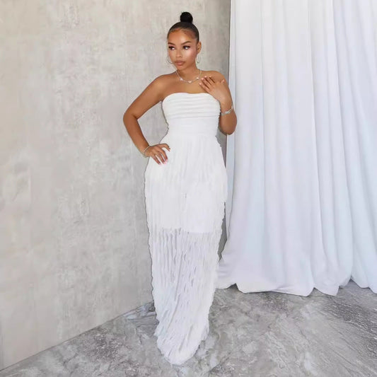 Elegant Wave Tube Top Jumpsuit