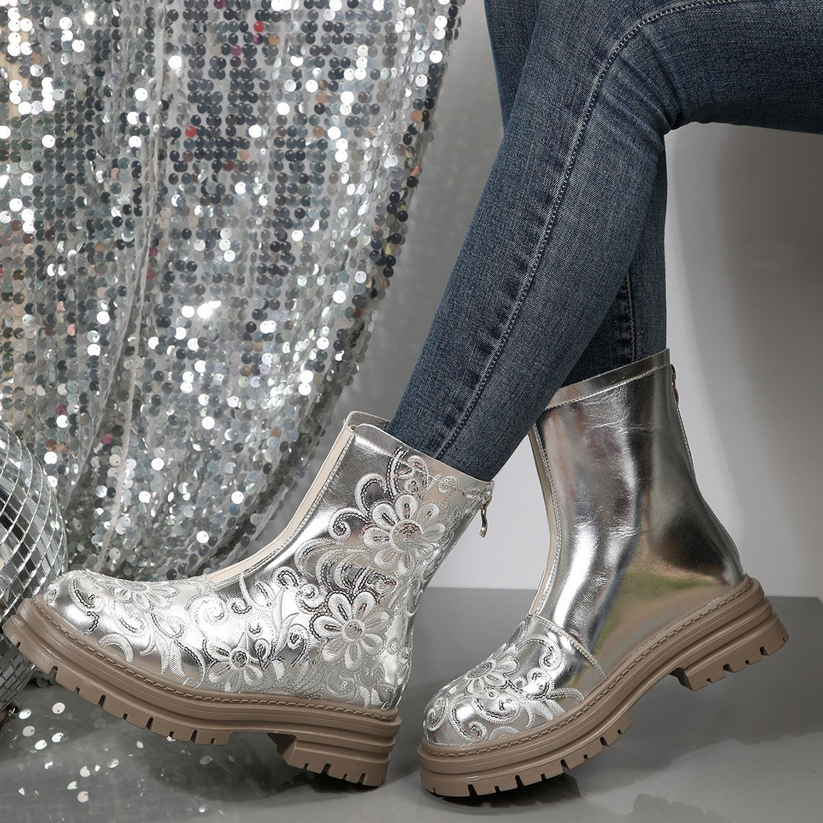 Embroidered Plus Size Fashion Boots