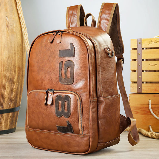 High-Sense Large Capacity Leather Travel Backpack