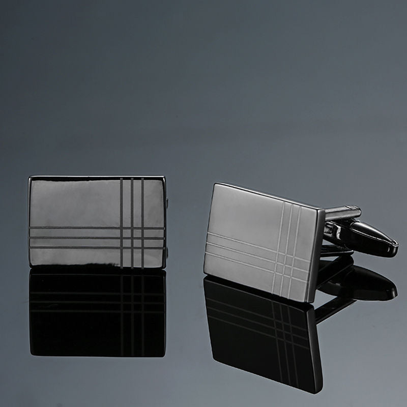 Black Gold Silver Laser Cufflinks