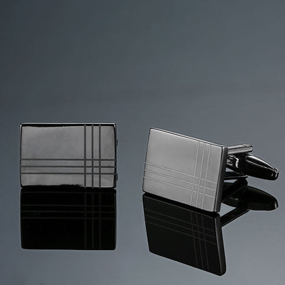 Black Gold Silver Laser Cufflinks