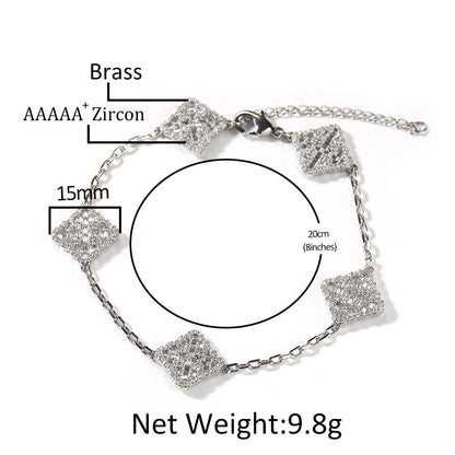 Four-Leaf Clover Copper Diamond Bracelet