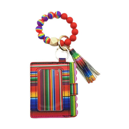 Silicone Beads Bracelet Key Chain Leopard Print