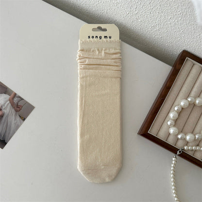 Floral Bow Mesh Mid-Calf Socks