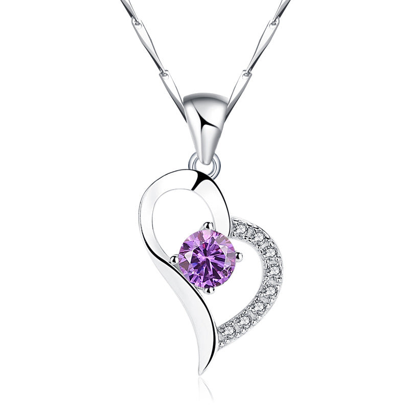S999 Pure Silver Crystal Heart Pendant