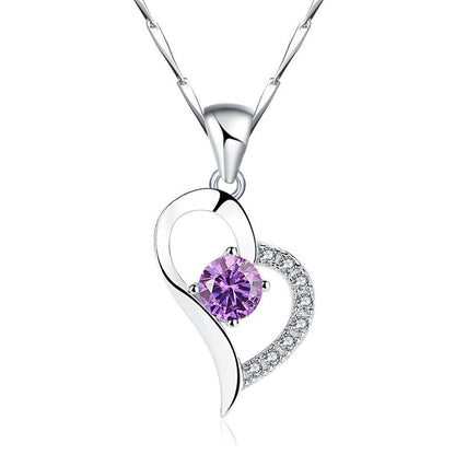 S999 Pure Silver Crystal Heart Pendant