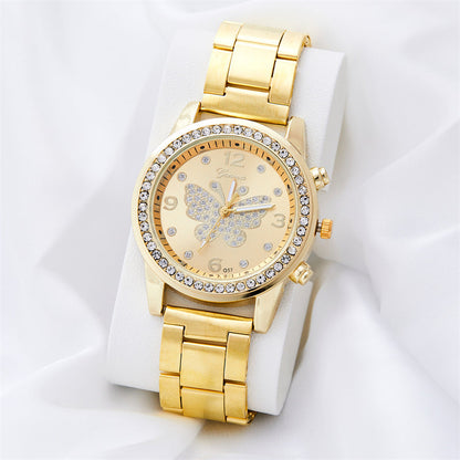 Butterfly Digital Quartz Diamond-embedded Watch