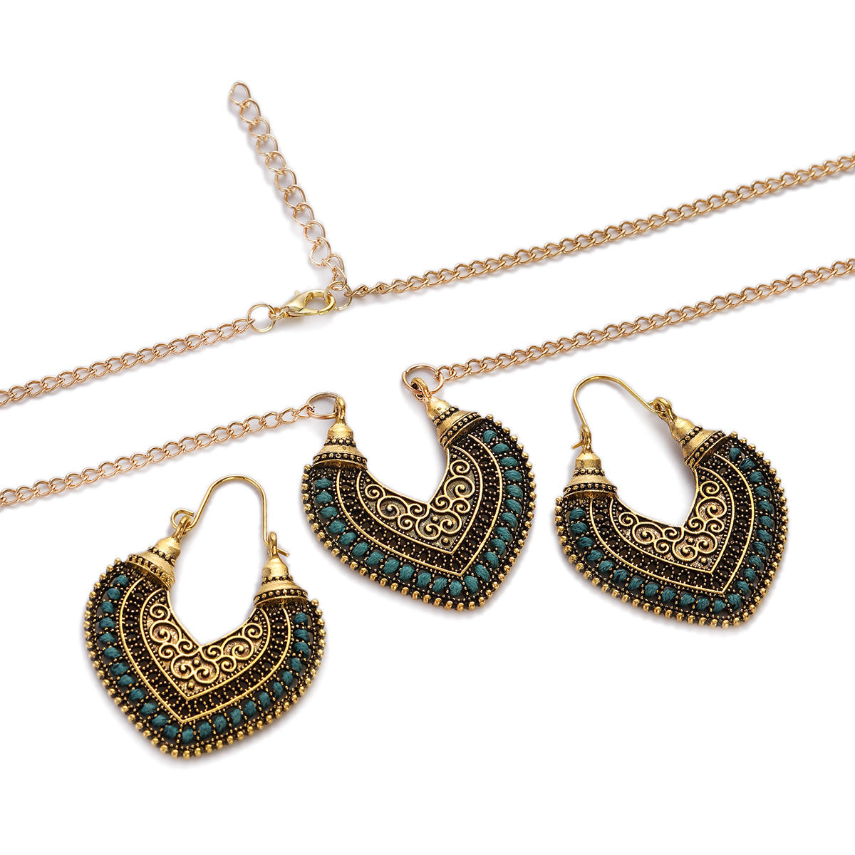Colored Rope Earrings Necklace Set