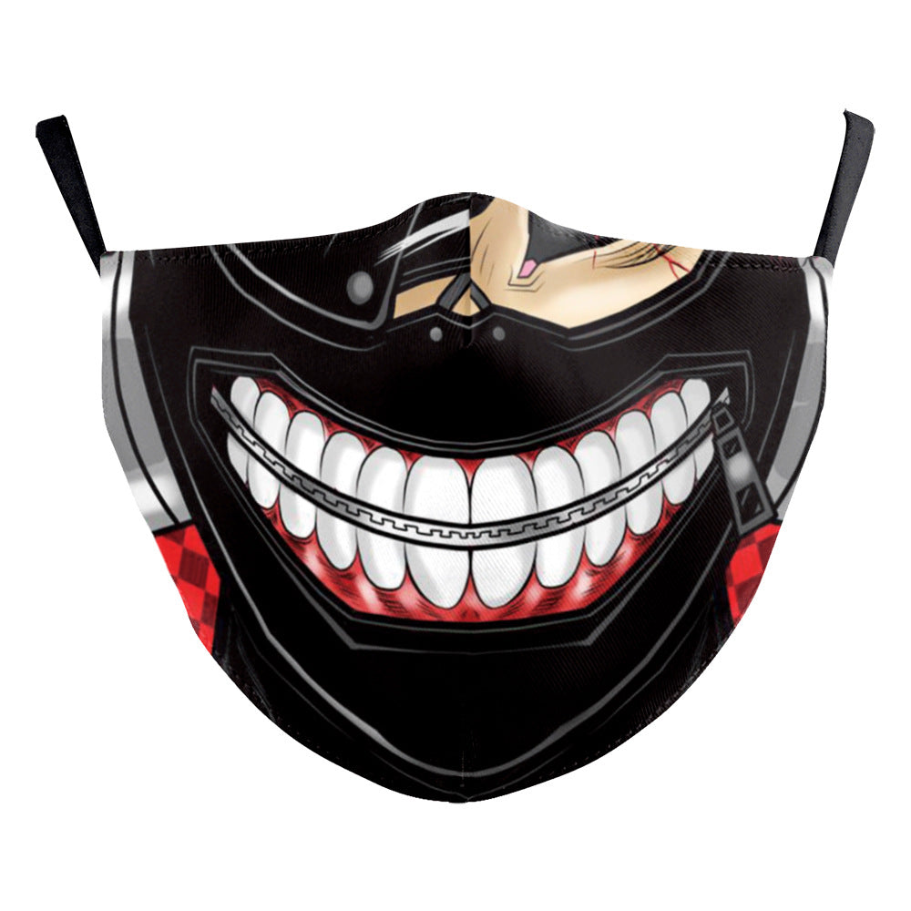 Halloween Digital Printing Funny Horror Face Double Layer Dust Mask