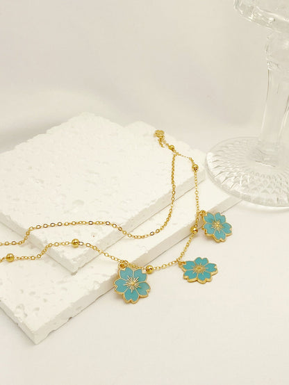 Double-layer Oil-spot Glaze Flowers Anklet