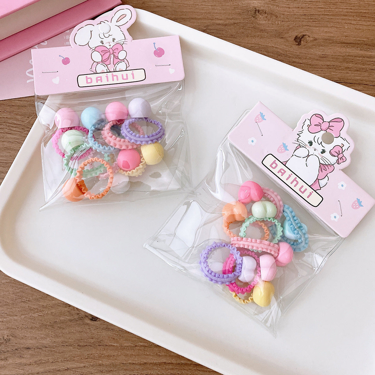 8 Bags Candy Color Children's Ruffles Hair Rope