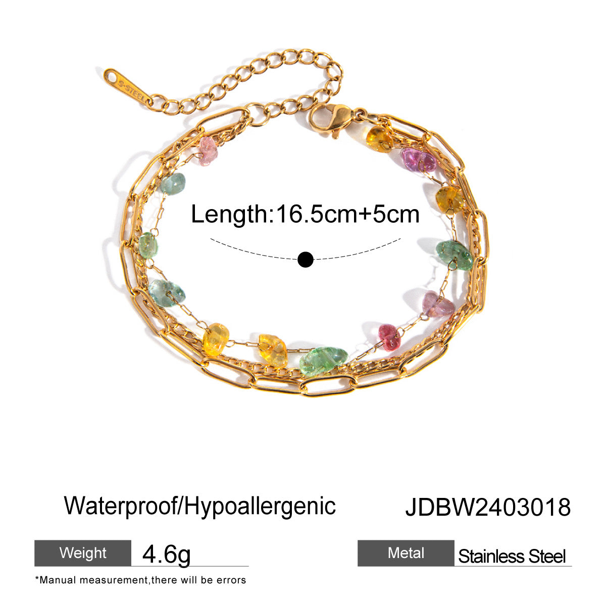 Gold Stainless Steel Broken Stone Chain Ring