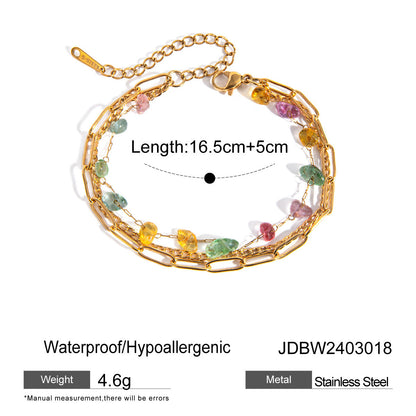 Gold Stainless Steel Broken Stone Chain Ring