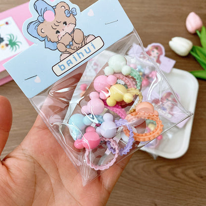 8 Bags Candy Color Children's Ruffles Hair Rope