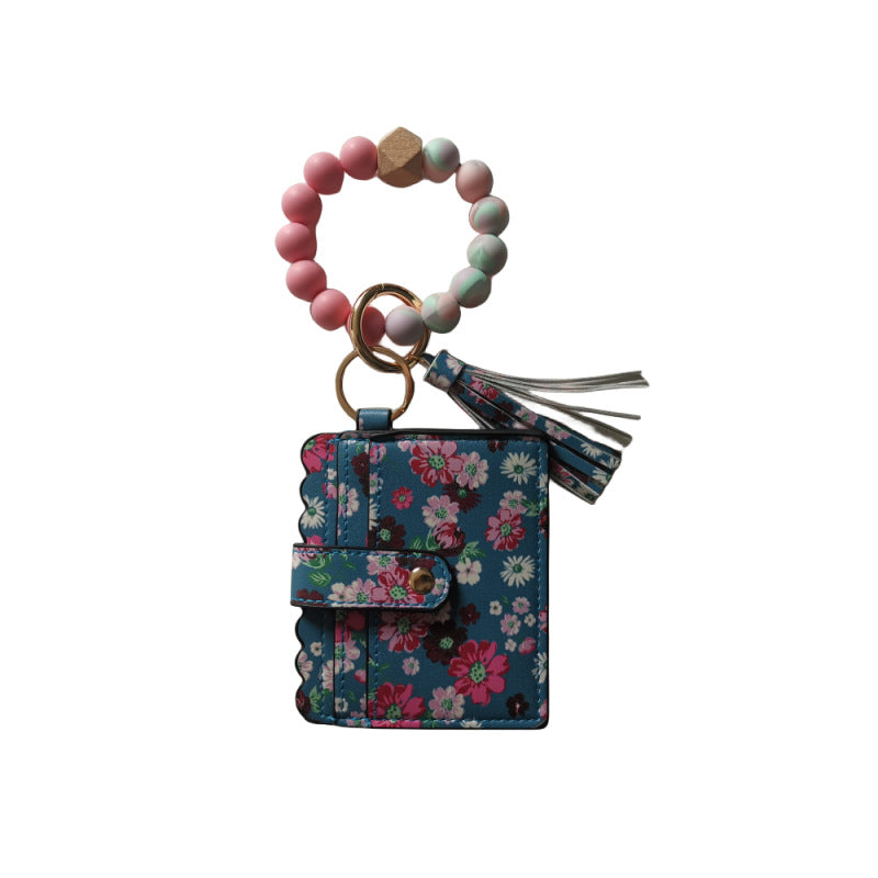 Silicone Beads Bracelet Key Chain Leopard Print