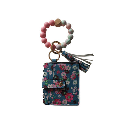 Silicone Beads Bracelet Key Chain Leopard Print