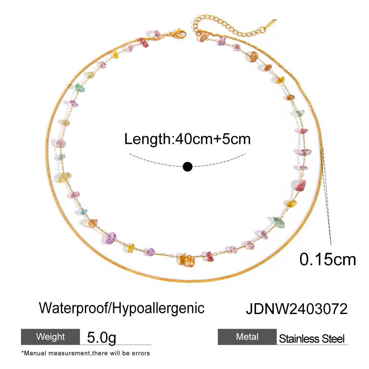 Gold Stainless Steel Broken Stone Chain Ring