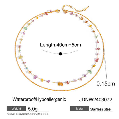 Gold Stainless Steel Broken Stone Chain Ring