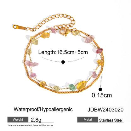 Gold Stainless Steel Broken Stone Chain Ring