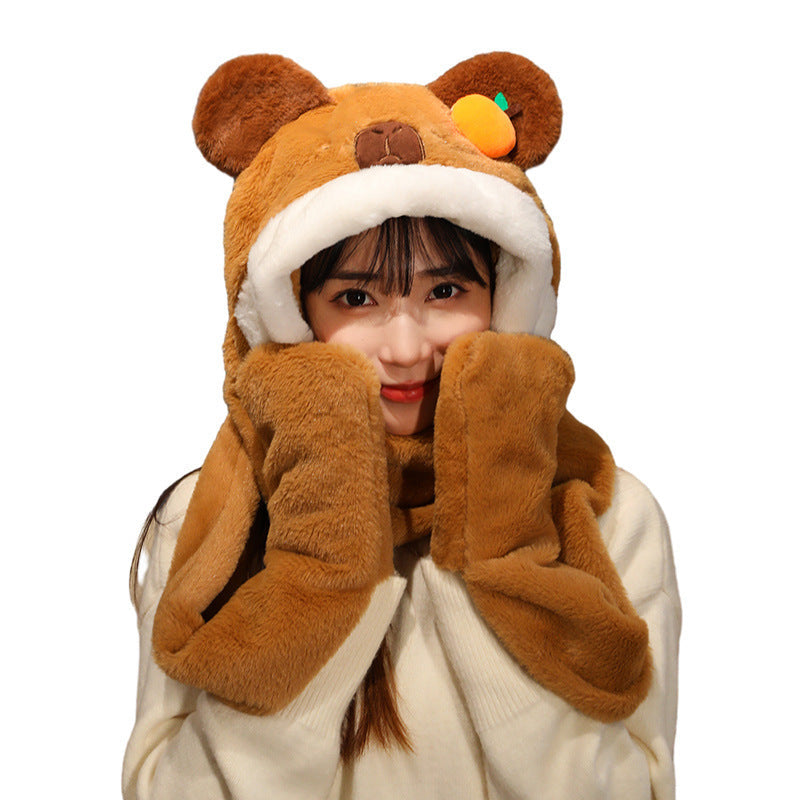 Cute Bear Hat Scarf Gloves Set