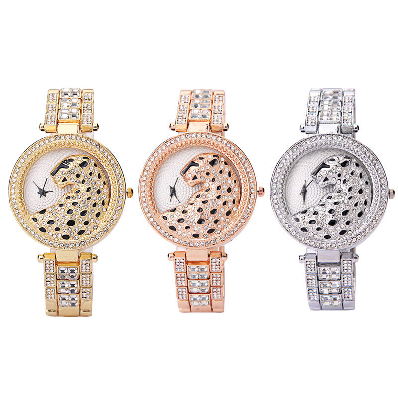 Women's 3D Leopard Print Diamond Watch
