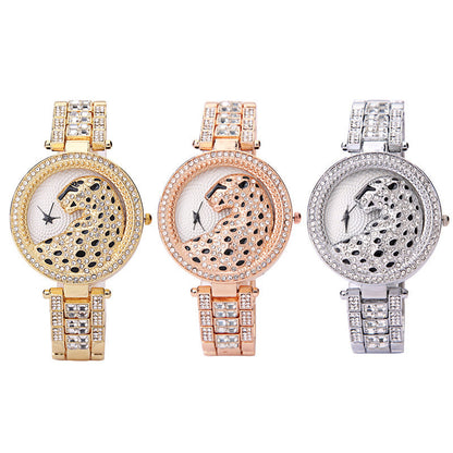 Women's 3D Leopard Print Diamond Watch