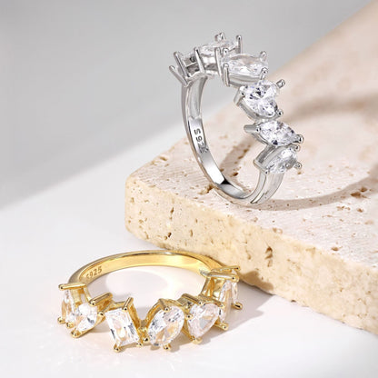 S925 Sterling Silver Geometric Zircon Ring