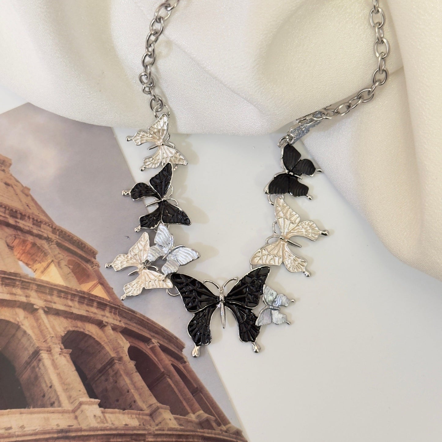 Colorized Butterfly Pendant Alloy Necklace