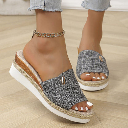 Plus Size Fish Mouth Wedge Slippers