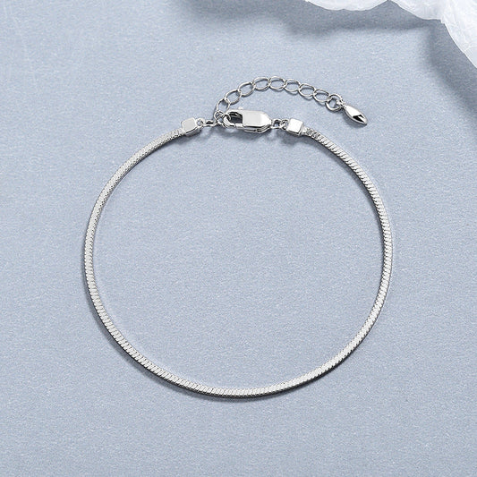 925 Sterling Silver Square Snake Bones Chain Bracelet