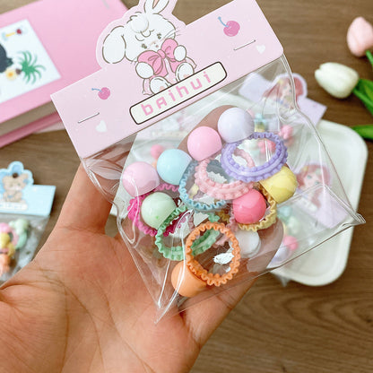 8 Bags Candy Color Children's Ruffles Hair Rope