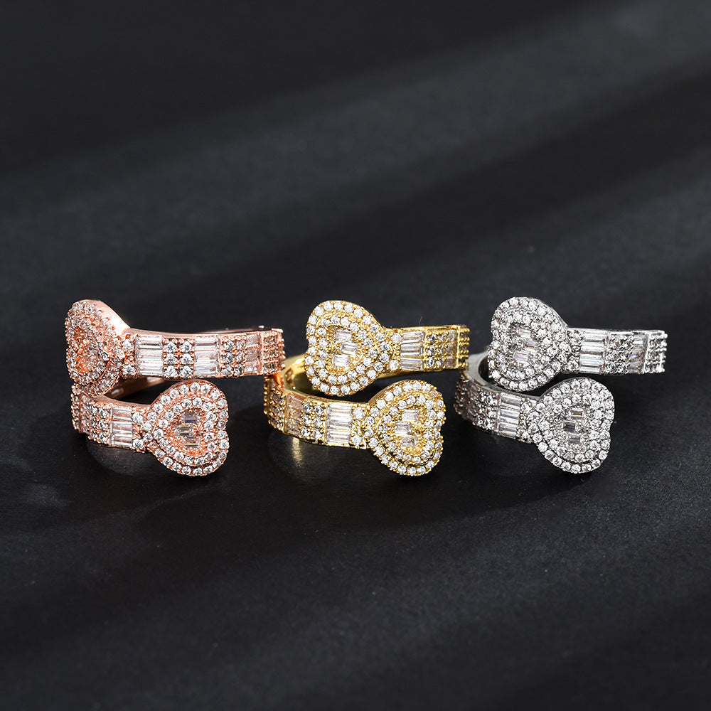 Copper Zircon Heart-shaped Irregular Ring