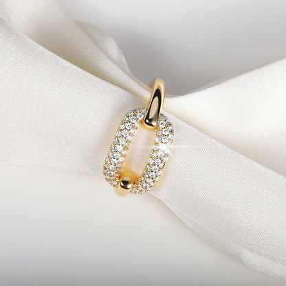 Gold And Silver Arc Female Ring Geometric Bending