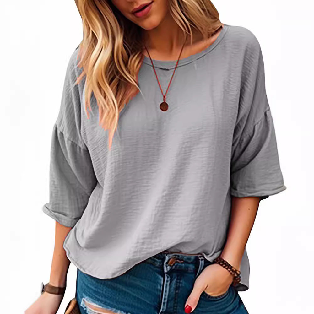 Fashion Women's Wear Comfortable Three-quarter-length-sleeved T-shirt