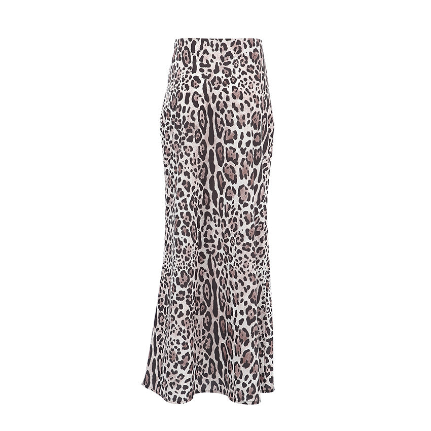 Fashion Leopard Print Long Dress For Women High Waist Drooping