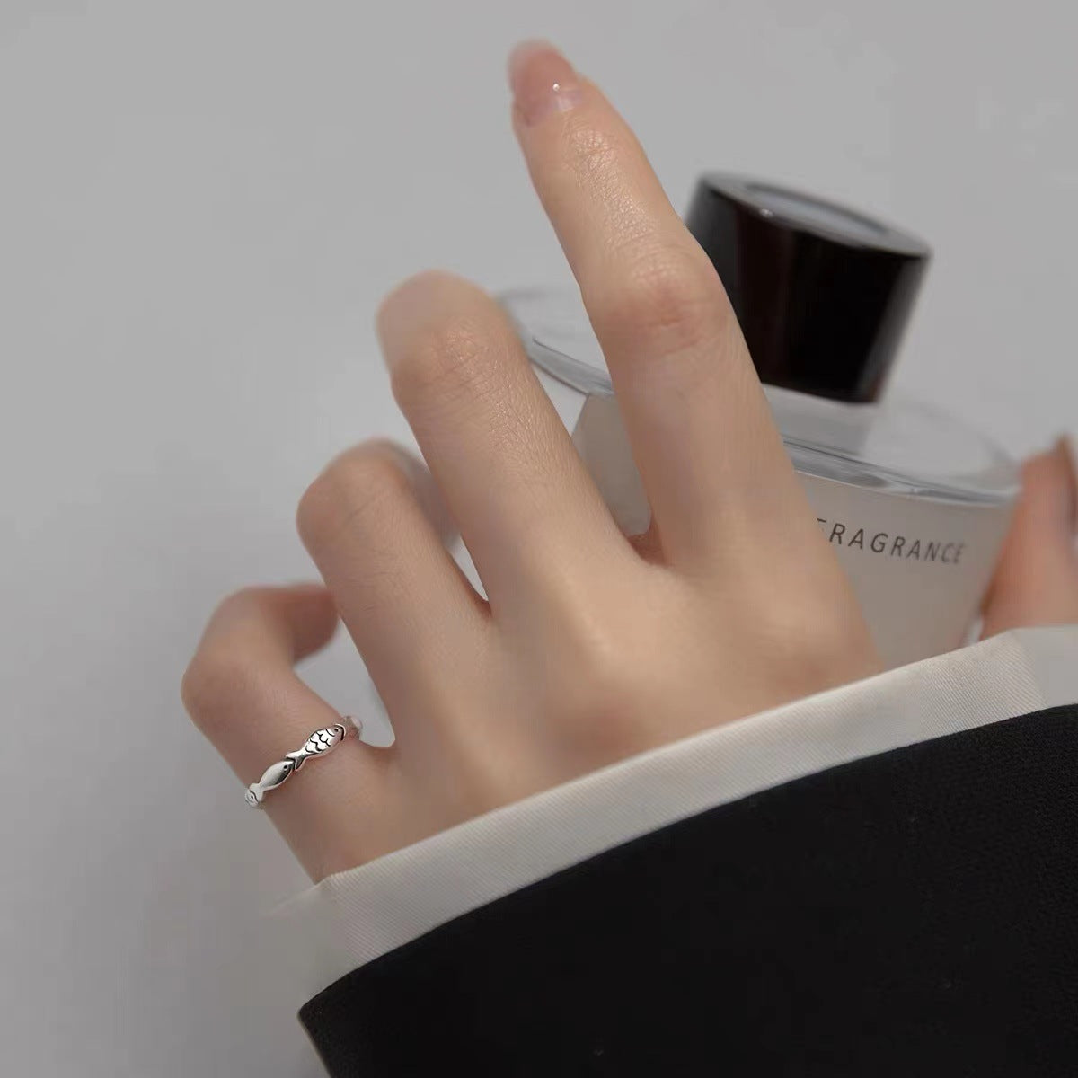 Retro Thai Silver Fish Adjustable Ring Bracelet