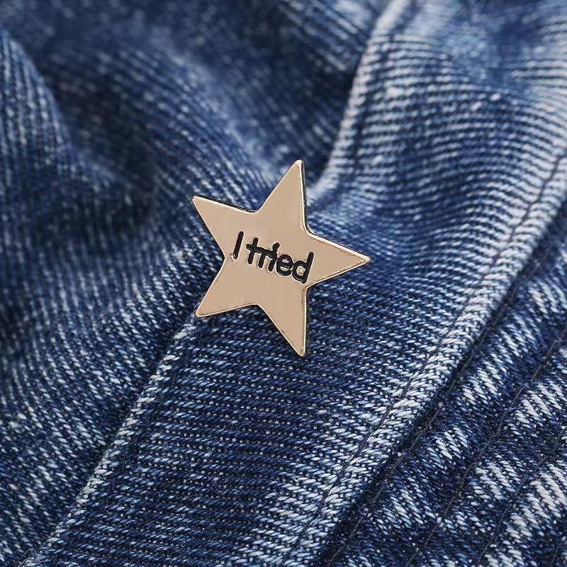 Creative Five-Pointed Star Metal Medal Brooch